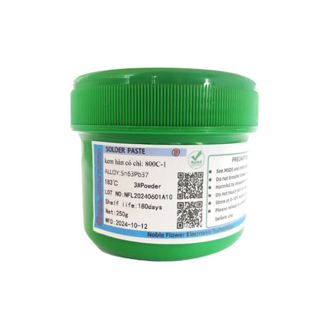 Noble Flower800C-1 Thermally Stabilized Solder Paste Non-Clean Sn63/Pb37 T4(250g Tin)